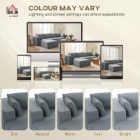 HOMCOM Modułowa narożna sofa, sofa w kształcie U z szerokimi i głębokimi siedziskami, 2 pufy, ciemnoszara(m-7)