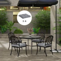 Outsunny Set of 4 garden chair cushions, Tufted outdoor cushions, dim. 48L x 48l cm Gray(m-7)
