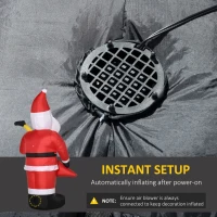 Outsunny Dekoracja Bożonarodzeniowa Nadmuchiwany Mikołaj na Zewnątrz, 140 cm, Czerwony(m-6)