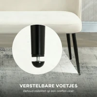 HOMCOM 2-zitsbank, moderne gestoffeerde bank met metalen en houten frame, fluweelachtige stof, Beige(m-6)