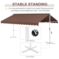Outsunny Wolnostojąca Markiza 4,5x3,4m, regulacja kąta, korbka, konstrukcja metalowa, Kawa(m-7)