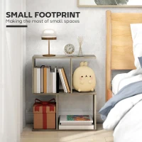 HOMCOM Side Table, Narrow End Table with Storage Shelves, S-Shaped, 3-Tier, 50W x 19.5D x 58H cm, Grey(m-4)