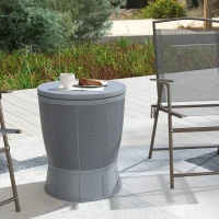 Outsunny 3-in-1 Cooler Table, Cocktail Table with Ice Bucket, Telescopic Top for Garden, Ø 49 x 58-84 cm, gray(m-9)