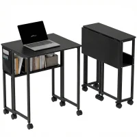 HOMCOM 63 cm Drop Leaf Writing Work Desk - Black(m-10)