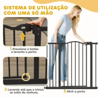 PawHut Barreira de Segurança para Cães com Largura Ajustável 74-94 cm e Extensão para Escadas e Portas Preto(m-6)