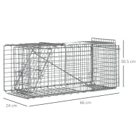 Outsunny Folding capture cage trap for small animals like rats and mice - 2 doors handle 66 x 24 x 30.5 cm grey steel(m-3)