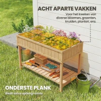 Outsunny Verhoogd Bed 8 Compartimenten Plantentafel Bloembak Sparrenhout 1 Plank + Afvoer(m-4)