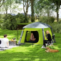 Outsunny Inflatable Camping Tent w/ Hand Pump, Easy Setup 1/2 Person Blow Up Tent Waterproof 190T Taffeta w/ Mesh Windows, Doors and Carry Bag, Green(m-2)