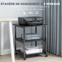 HOMCOM Support d'imprimante desserte de rangement 3 niveaux étagères mobile sur roulettes 50 x 50 x 52,5 cm(m-4)