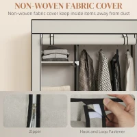 HOMCOM Szafa z tkaniny, rozwiązanie do przechowywania, 6 półek, 1 drążek na ubrania, kremowy(m-5)