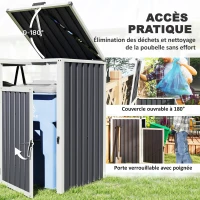 Outsunny Shelter for 2 x 240 L Bins Outdoor Bin Cover 180° Lift-Up Lid Galvanized Steel 146x81x122cm Dark Gray(m-5)