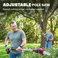 Outsunny 18V 8" Cordless Pole Chainsaw, 1.94m/2.56m Electric Chainsaw with 2 x 4.0Ah Batteries, Charger, Auto Lubrication(m-4)