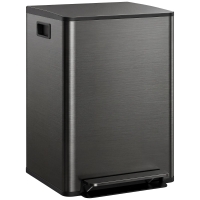 HOMCOM Kosz na śmieci z dwoma komorami 2x30L, pokrywa Soft-Close, stal nierdzewna, czarny