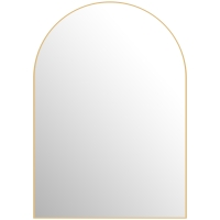 HOMCOM Arched wall mirror bathroom mirror with aluminum alloy frame for bedroom living room entry 50 × 70 cm gold