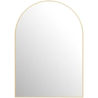 HOMCOM Arched wall mirror bathroom mirror with aluminum alloy frame for bedroom living room entry 50 × 70 cm gold(m-1)