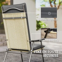 Outsunny Set of 4 outdoor chair cushions with ties and adjustable strap, fade-resistant UPF50+, 124x50x5cm, gray(m-6)