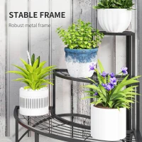 Outsunny Three-Tier Corner Metal Plants Shelves - Black(m-6)