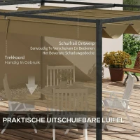 Outsunny Pergola, Robuuste Zonwering voor Tuin, Balkon, Terras, van Metaal en Kunststof, UV- en Waterafstotend, Khaki(m-5)