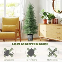 HOMCOM 135cm Artificial Cypress Trees Set of 2, UV Resistant Artificial Plants with Decorative Pot, Fake Plants for Indoor Outdoor Decor, Green(m-5)