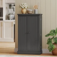 HOMCOM Kitchen Cupboard, Freestanding Multi-Storage Kitchen Pantry Cabinet with Adjustable Shelves, Black(m-8)