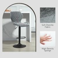 HOMCOM Hoker barowy 2 szt., tapicerowany, z oparciem, ciemnoszary(m-7)