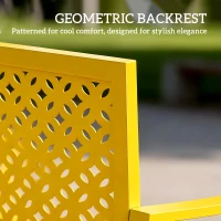 Outsunny Ławka ogrodowa 2-osobowa metalowa odporna na warunki atmosferyczne z oparciem odpornym na rdzę, geometryczna do 240 kg(m-6)