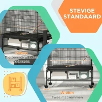 PawHut Vogelkooi inclusief Zitstokken, Vogelspeelgoed, Uitneembare Bodemlade, Zwart(m-7)