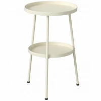 Outsunny Stolik pomocniczy Ø36 cm, stolik balkonowy z metalu, stolik tarasowy, okrągły stolik na taras, balkon, kremowy(m-1)