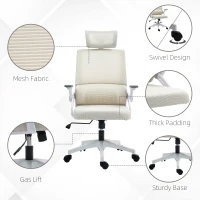 Vinsetto Krzesło Biurowe, Regulowane, Zagłówek, 60 x 61 x 121,5 cm, Beżowe(m-8)