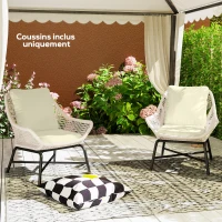 Outsunny Set of 2 Seat and Back Cushions, Indoor and Outdoor Seat and Back Cushions, Cream(m-8)