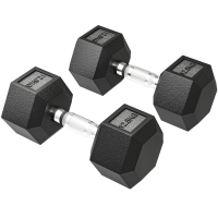 HOMCOM Set d'haltères de 2x12.5 kg hexagonaux, poids pour salle avec poignée moletée antidérapante, Noir