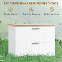 HOMCOM Szafka łazienkowa, 80 cm szafka z dwiema dużymi szufladami do umywalek z cokołem lub bez, Biała(m-8)