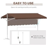 Outsunny Samodzielna markiza, regulowany kąt nachylenia, korbka, stelaż metalowy, odporny na warunki atmosferyczne, 4x3m, Krem(m-5)
