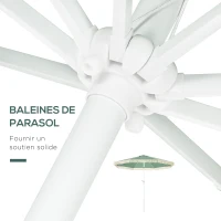 Outsunny Garden parasol tilting outdoor parasol with fringes and crank 8 ribs dim. Ø 2.65 x 2.45 H m green(m-7)