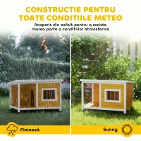 PawHut Cușcă pentru câini de exterior din lemn de brad cu verandă acoperită și acoperiș înclinat, 85.5x62x60 cm, multicolor(m-5)