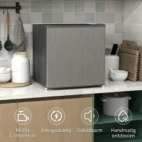 HOMCOM Mini-Vriezer 35 L, Electrische Vriesbox, Vrijstaand 161W, Mini Diepvrieskist 47 x 44,2 x 48,8 cm, Grijs(m-7)