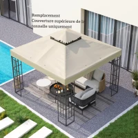 Outsunny 3 x 3 m Gazebo Canopy Replacement — 2-Tier, UPF30+, Drainage Holes, Cream(m-7)