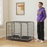 PawHut Heavy Duty Dog Crate,116 x 77 x 88 cm, Large Dog Cage for Small to Large Breeds(m-3)