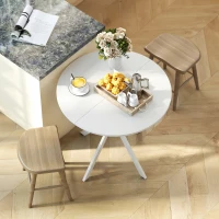 HOMCOM 80cm Industrial Round Dining Table - White(m-9)