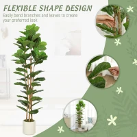 HOMCOM 180cm Artificial Fiddle Leaf Fig Tree - Green(m-6)