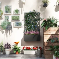 Outsunny Planter with Privacy Screen Trellis for Climbing Plants, Flower Box - dim. 61L x 23l x 113H cm(m-7)