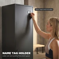 HOMCOM Metalowa szafka z zamykanymi drzwiami i drążkiem na ubrania, stalowa jednostka do domu lub biura, czarna(m-7)