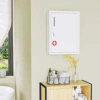 kleankin Medicine Cabinet 2 Shelves 3 Levels with Lockable Door 2 Keys 40 x 15 x 53.5 cm White(m-7)