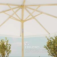 Outsunny Tilting Garden Parasol with Crank and Fringe, Bohemian Style, 8 Ribs, Ø 265 x 244 cm, White(m-7)