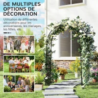 Outsunny Garden Arch Rose Arch Wrought-Iron Style dim. 125L x 37l x 230H cm Epoxy Steel Black for Climbing Plants(m-6)