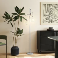 HOMCOM 3-Light Floor Lamp, 170cm Industrial Dimmable Standing Lamp with Steel Wire Cage Lampshades for Living Room, Bedroom, Dining Room, Study, Bulb Not Included, Silver Tone(m-8)