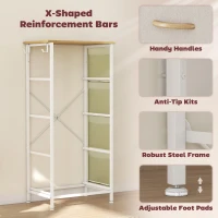 HOMCOM Chest of Four Fabric Drawers - Beige(m-7)