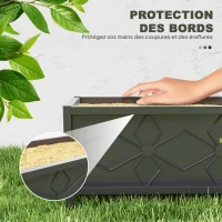 Outsunny Outdoor planter galvanized raised planter with safety edge rectangular 80 x 40 x 38 cm black(m-7)