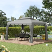 Outsunny Replacement canopy for pavilion gazebo tent roof replacement garden gazebo polyester 4 x 3 m light gray(m-7)