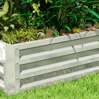 Outsunny Raised Beds for Garden, Galvanized Outdoor Planters, for Herbs and Vegetables, Use for Patio, Backyard, Balcony, Silver(m-9)